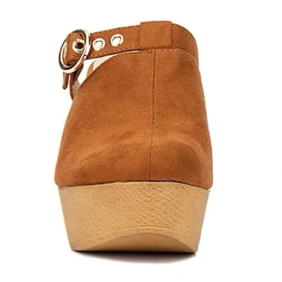 New York & Company | Nyomi Clog Mule Cognac Brown Tan Faux Suede Fall New 6 - Picture 4 of 4